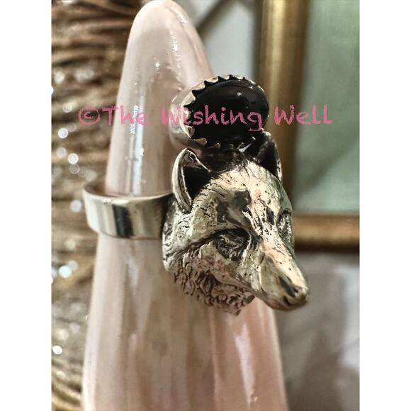 3D Wolf Sterling Silver Ring Size Adjustable 6-10 - Picture 2 of 4